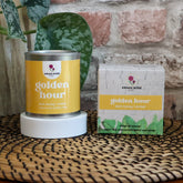 Golden Hour Scented Candle – Dark Honey; Tobacco & Warm Amber | Wood Wick | Natural Wax