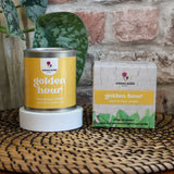 Golden Hour Scented Candle – Dark Honey; Tobacco & Warm Amber | Wood Wick | Natural Wax