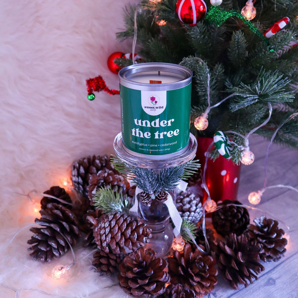 Under the Tree Pine Christmas Candle Wood Wick | Sweet Wild Scents